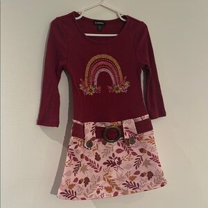 Zunie Red Fit and Flare Dress with 3/4 Sleeves